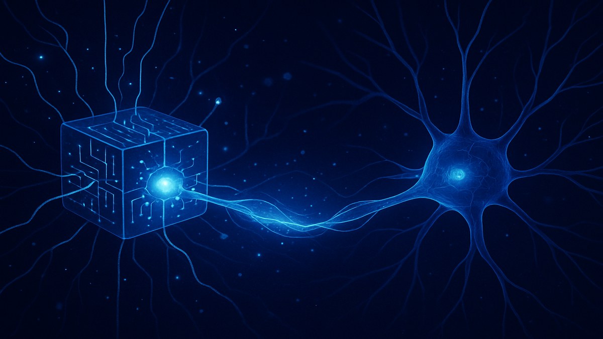 Northwestern Engineers Create Artificial Neurons Connecting to Living Brain Cells — illustration